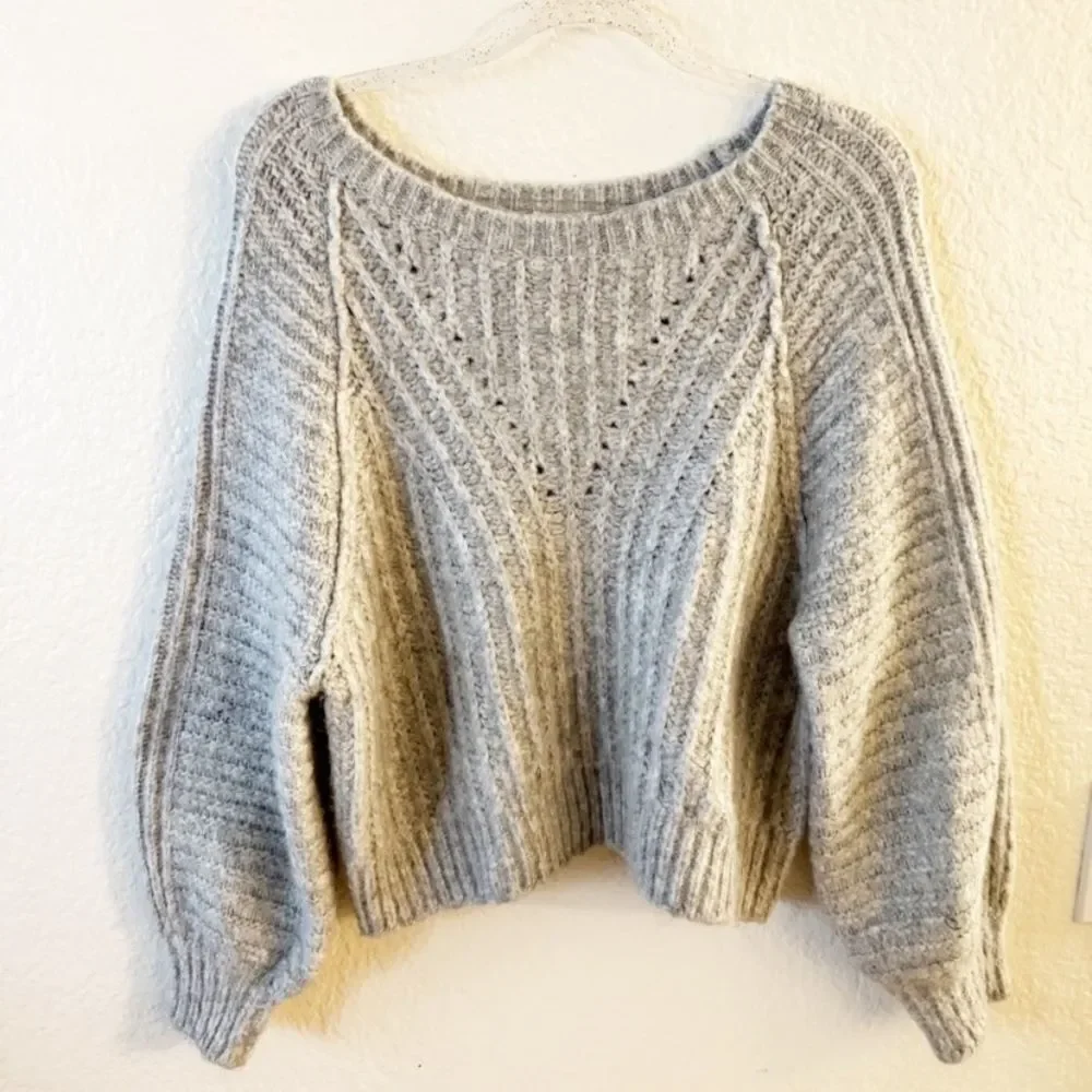 NEW FREE PEOPLE Gray Knit Oversized Sweater
